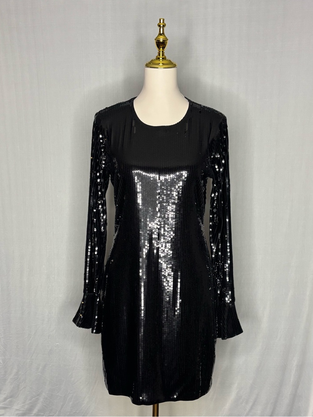 MICHAEL Michael Kors Black Sequin Long-Sleeve Shift Dress